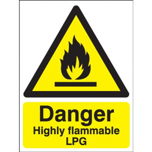 Danger Highly Flammable LPG Safety Sign - Portrait