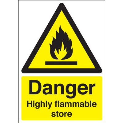 Danger Highly Flammable Store Safety Sign - Portrait