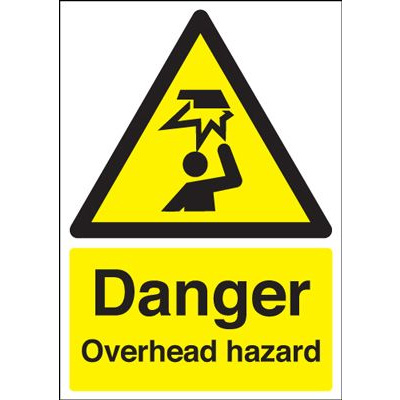 Danger Overhead Hazard Safety Sign - Portrait