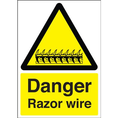 Danger Razor Wire Safety Sign - Portrait