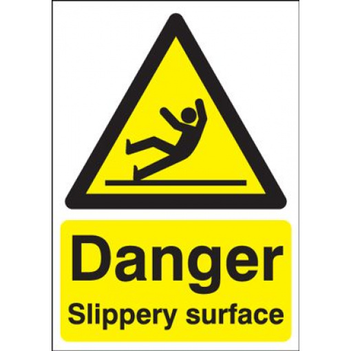 Danger Slippery Surface Safety Sign - Portrait