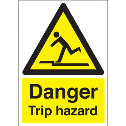 Danger Trip Hazard Safety Sign - Portrait