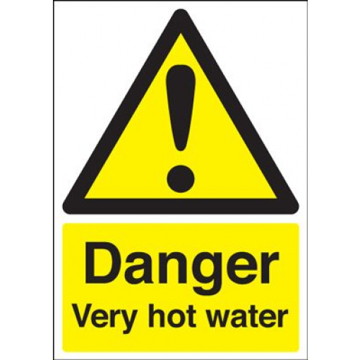 Danger Very Hot Water Safety Sign - Portrait