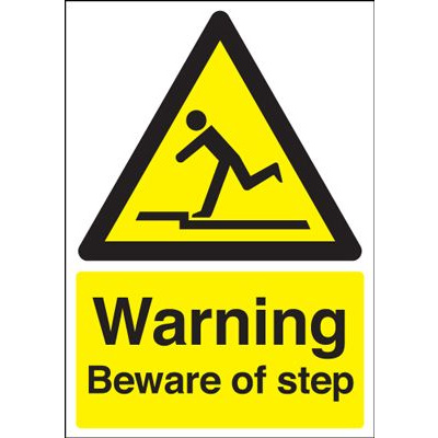 Warning Beware Of Step Safety Sign - Portrait