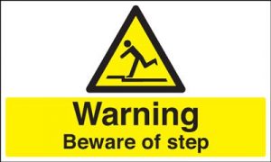 Warning Beware Of Step Safety Sign - Landscape