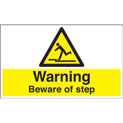 Warning Beware Of Step Safety Sign - Landscape
