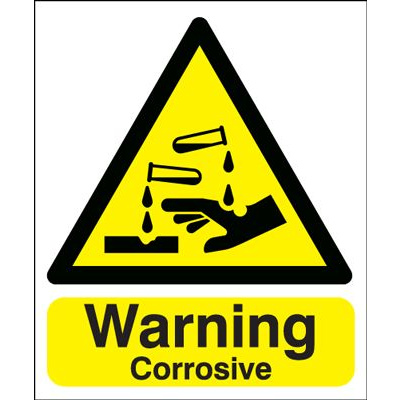 Warning Corrosive Hazard Safety Sign - Portrait