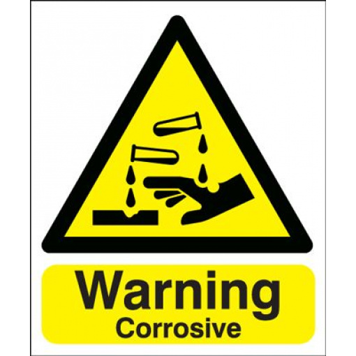 Warning Corrosive Hazard Safety Sign - Portrait