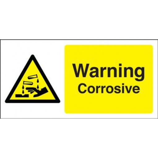 Warning Corrosive Hazard Safety Sign - Landscape