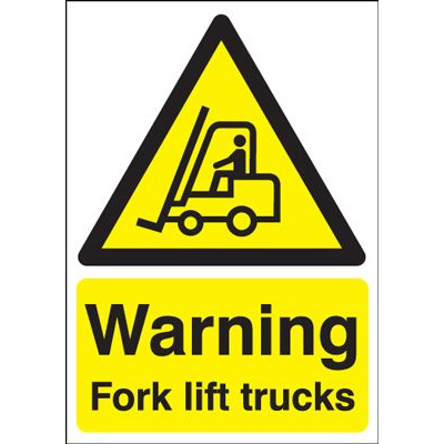 Warning Fork Lift Trucks Safety Sign - Portrait