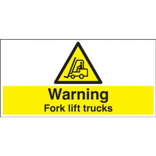 Warning Fork Lift Trucks Safety Sign - Landscape