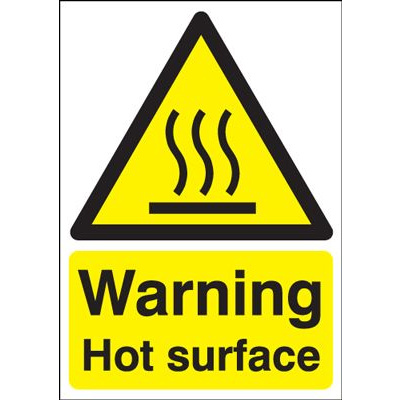 Warning Hot Surface Safety Sign - Portrait