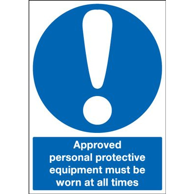 Approved Personal Protective Equipment Must Be Worn Sign - Portrait