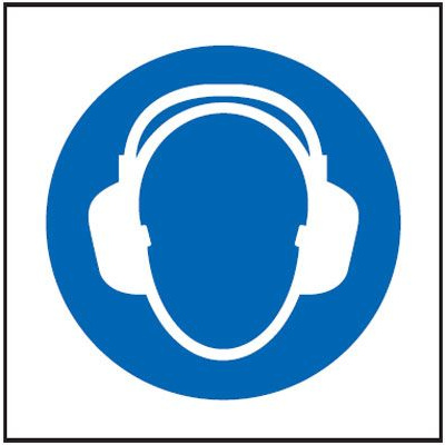 Ear Protection Symbol Only Sign - Square