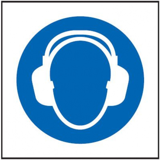 Ear Protection Symbol Only Sign - Square