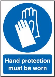 Hand Protection Must Be Worn Mandatory Safety Sign - Square