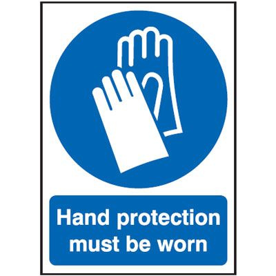 Hand Protection Must Be Worn Mandatory Safety Sign - Square