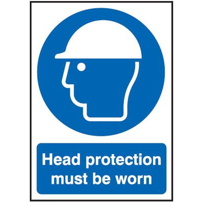 Head Protection Must Be Worn Mandatory Safety Sign