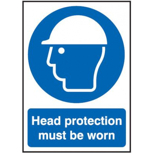 Head Protection Must Be Worn Mandatory Safety Sign