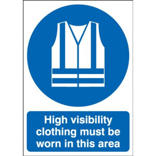 Hi Vis Clothing Must Be Worn In This Area Mandatory Safety Sign - Portrait