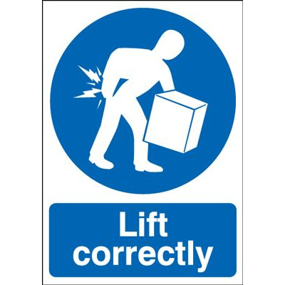 Lift Correctly Mandatory Safety Sign - Portrait