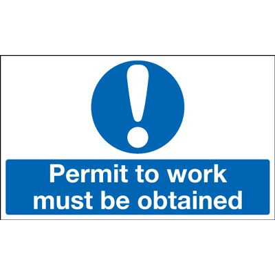 Permit To Work Must Be Obtained Mandatory Safety Sign - Landscape