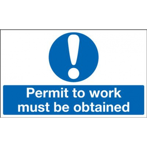 Permit To Work Must Be Obtained Mandatory Safety Sign - Landscape