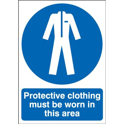 Protective Clothing Must Be Worn In This Area Safety Sign - Portrait