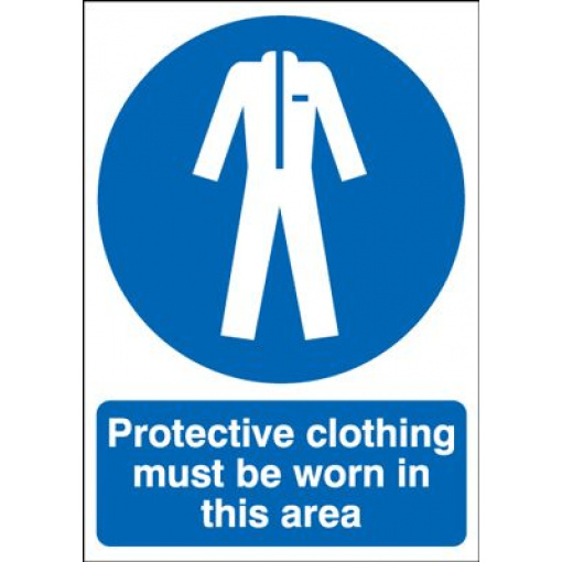 Protective Clothing Must Be Worn In This Area Safety Sign - Portrait