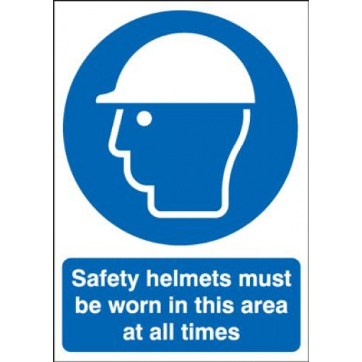 Safety Helmets Must Be Worn At All Times Safety Sign - Portrait