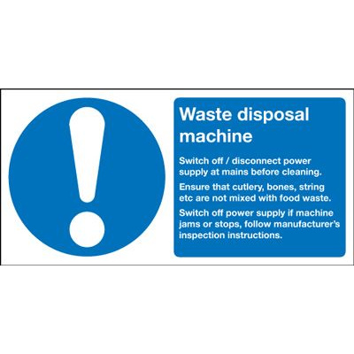 Waste Disposal Machine Information Safety Sign - Landscape