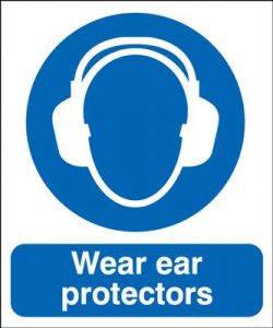 Wear Ear Protectors Mandatory Safety Sign - Portrait