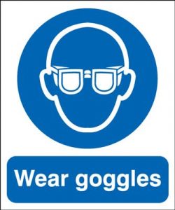 Wear Goggles Mandatory Safety Sign - Portrait