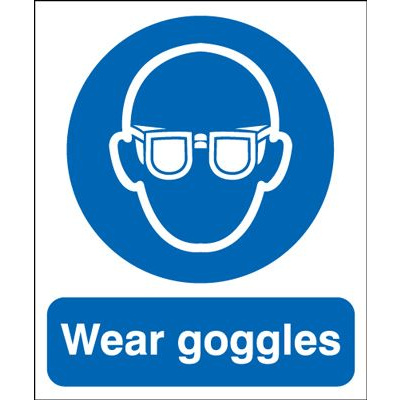 Wear Goggles Mandatory Safety Sign - Portrait