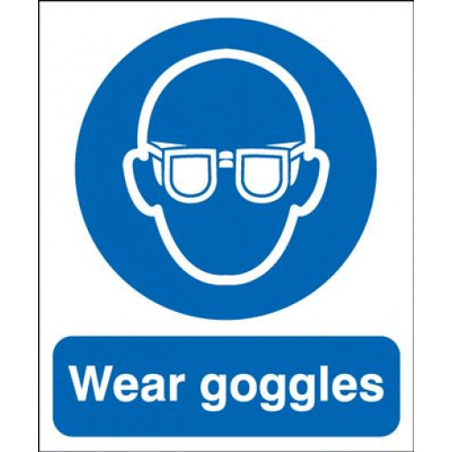 Wear Goggles Mandatory Safety Sign - Portrait