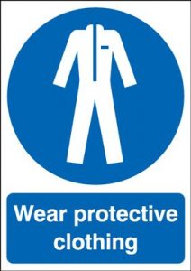 Wear Protective Clothing Mandatory Safety Sign - Portrait