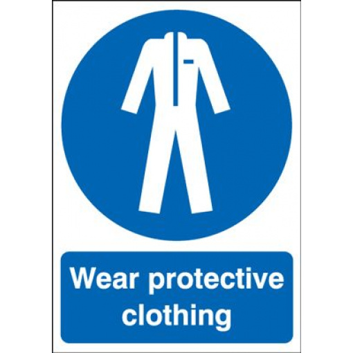 Wear Protective Clothing Mandatory Safety Sign - Portrait
