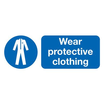 Wear Protective Clothing Mandatory Safety Sign - Landscape