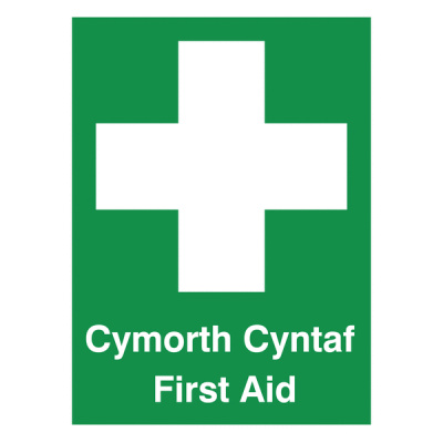 Welsh / English First Aid Multilingual Safety Sign