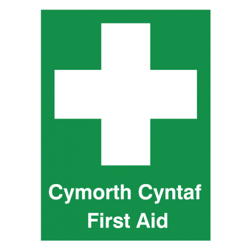 Welsh / English First Aid Multilingual Safety Sign