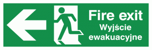 English/Polish Fire Exit (Symbol) Arrow Left Safety Sign