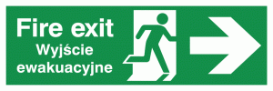 English/Polish Fire Exit (Symbol) Arrow Right Safety Sign