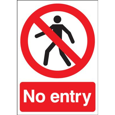 No Entry Prohibition Safety Sign - Portrait