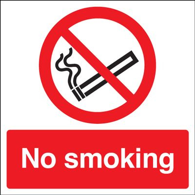 No Smoking Safety Sign - Square with wording