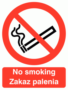 No Smoking Polish / English Multilingual Safety Sign - Landscape