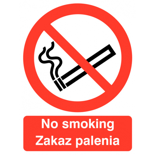 No Smoking Polish / English Multilingual Safety Sign - Landscape