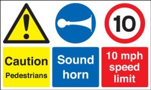 Caution Pedestrians 10 MPH Speed Limit Safety Sign - Landscape