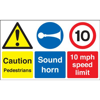 Caution Pedestrians 10 MPH Speed Limit Safety Sign - Landscape