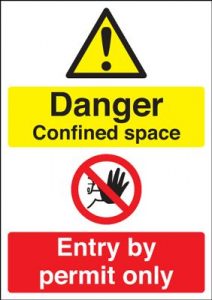 Danger Confined Space Entry By Permit Safety Sign - Portrait
