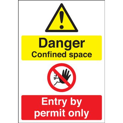 Danger Confined Space Entry By Permit Safety Sign - Portrait